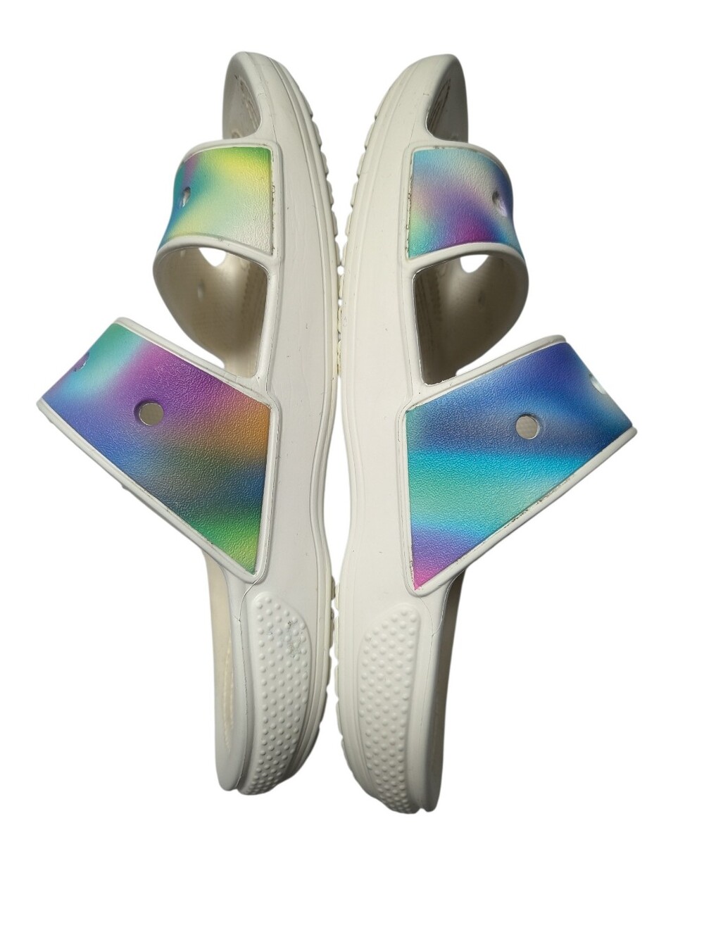 Crocs Classic Sandals Featuring A Vibrant Tie-dye Graphic In Straps Size 8 - Picture 5 of 7